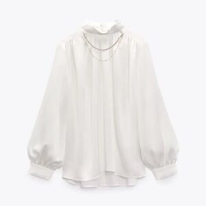 Zara chain collar satin effect blouse
